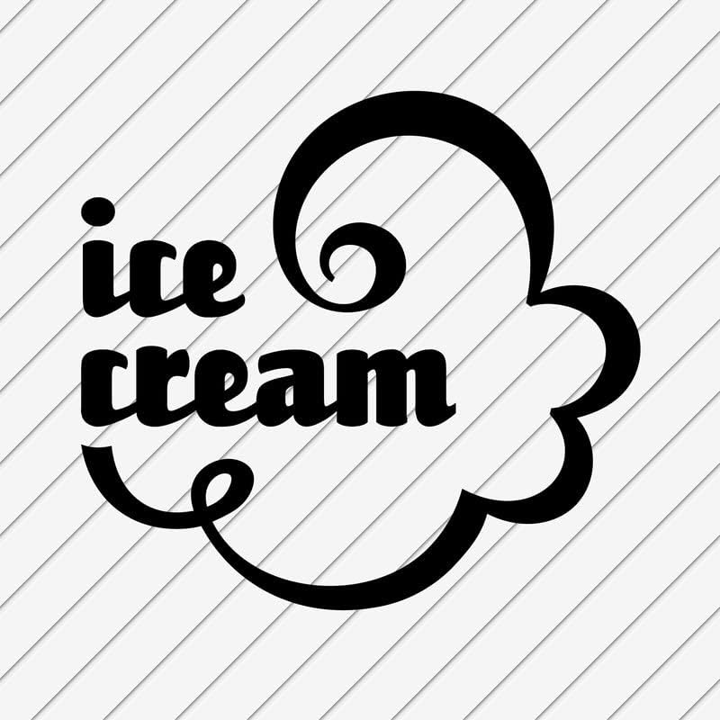 מדבקות קיר גלידה מדבקות ויניל קליפות ומקל מדבקות | CONE SUNDAE CART SILHOUETTE | מחשב נייד חלון רכב כוס נייד | חנות חנות קפה קפה מטבח